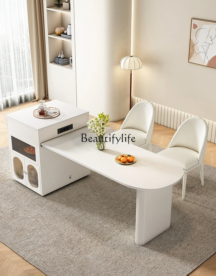 

Stone Plate Kitchen Island Dining Table Integrated Household Retractable Cream Style Open New Meal Kitchen Island