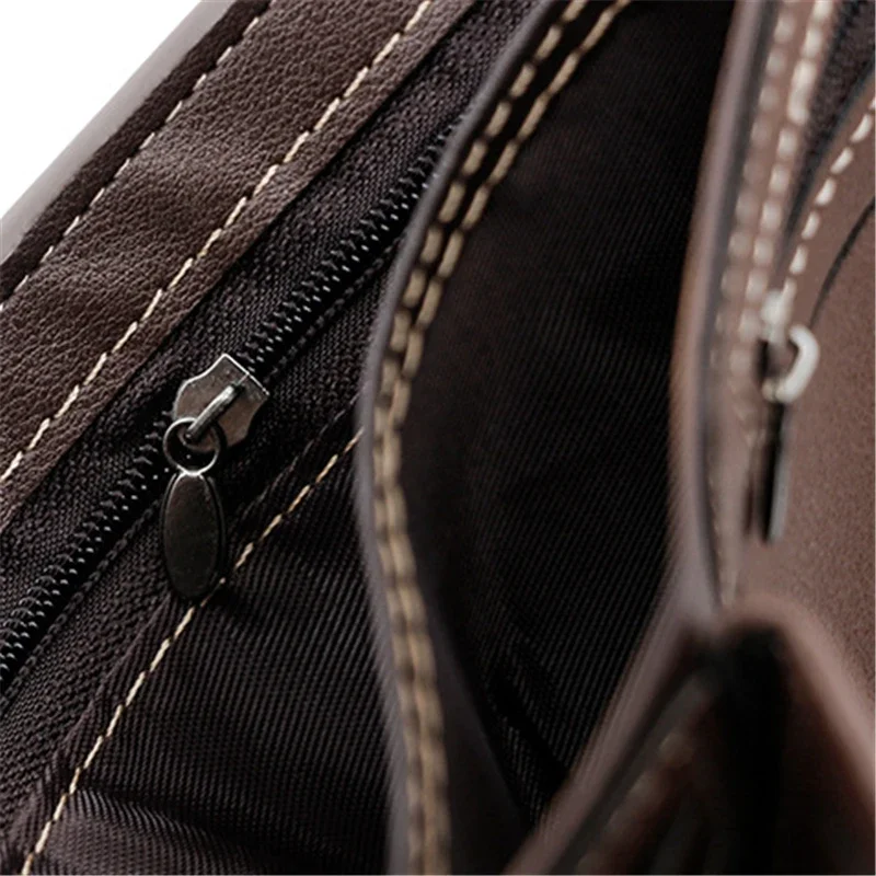 Men's Premium PU Leather Business Wallet with Zipper Coin Pocket & Hasp