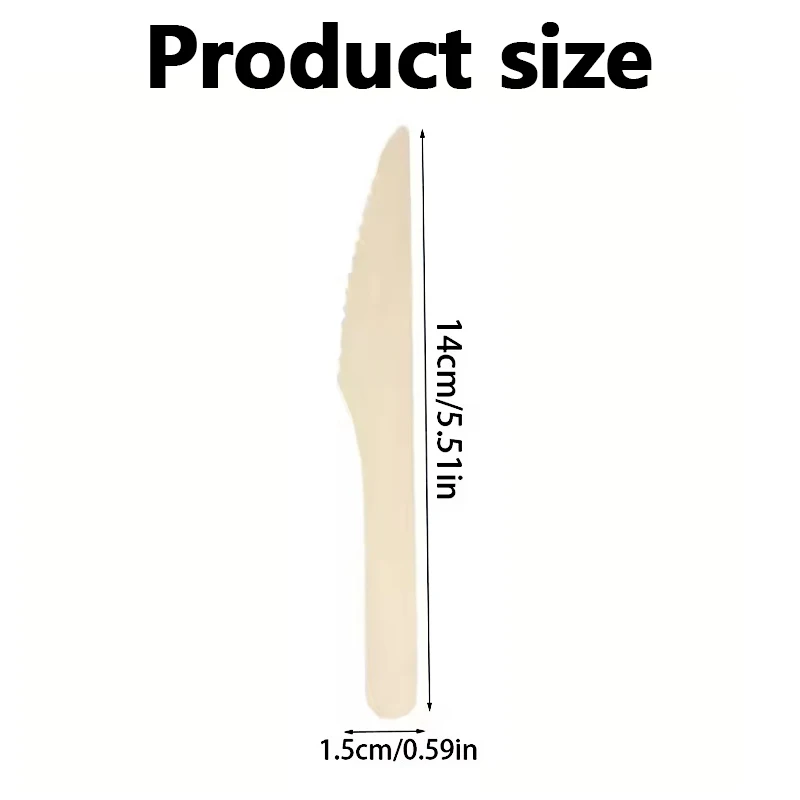 50PCS Disposable Wooden Knife Wooden Knives Picnic Dessert Cake Pizza Ice Cream Kitchen Restaurant Rustic Wedding Birthday Party