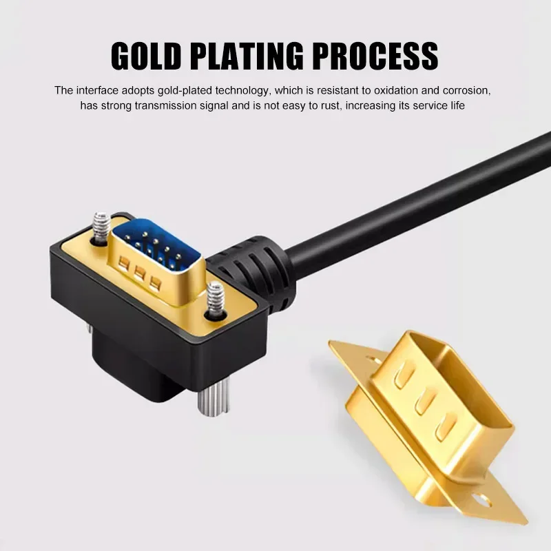 금도금 엘보 DB9 데이터 케이블, Eblow 270/90 도 Com RS232 직렬 포트 연결 라인, 9 핀 수-암 익스텐션 코드