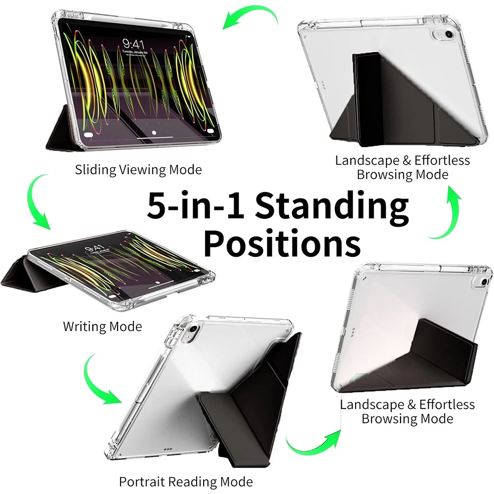 Y-Shaped Tablet Case with Pencil Holder and Multi-Angle Stand