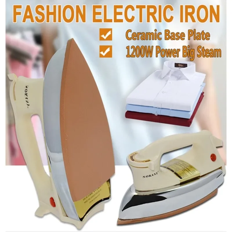 

Sokany Steam Iron for Clothes with Rapid Heating Ceramic Coated Soleplate,1200W Steam Iron,Auto-Off,for Home Clothes Ironing Use