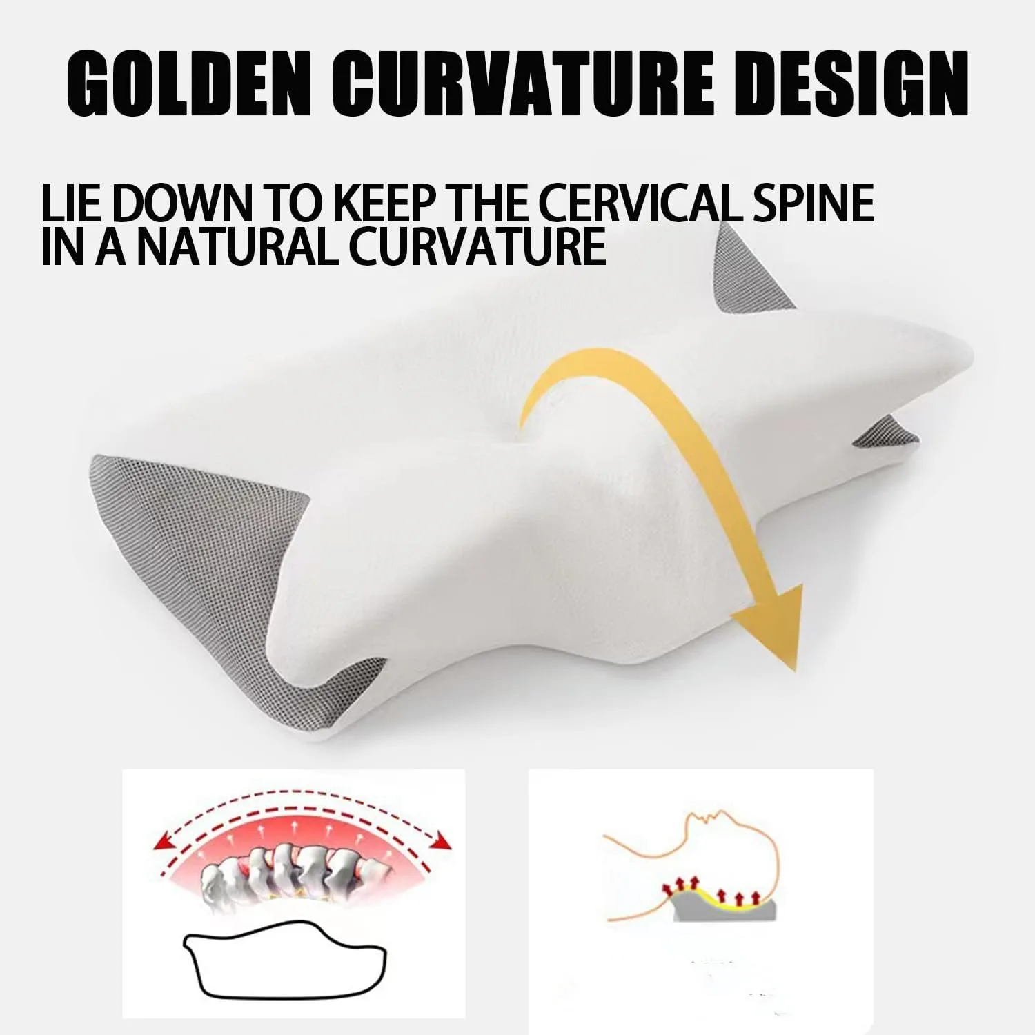 Stitching Color Pillow Memory Foam Cervical Ergonomic Contoured Orthopedic Relaxing Cervical Pillow Versatile Support PillowHome 4