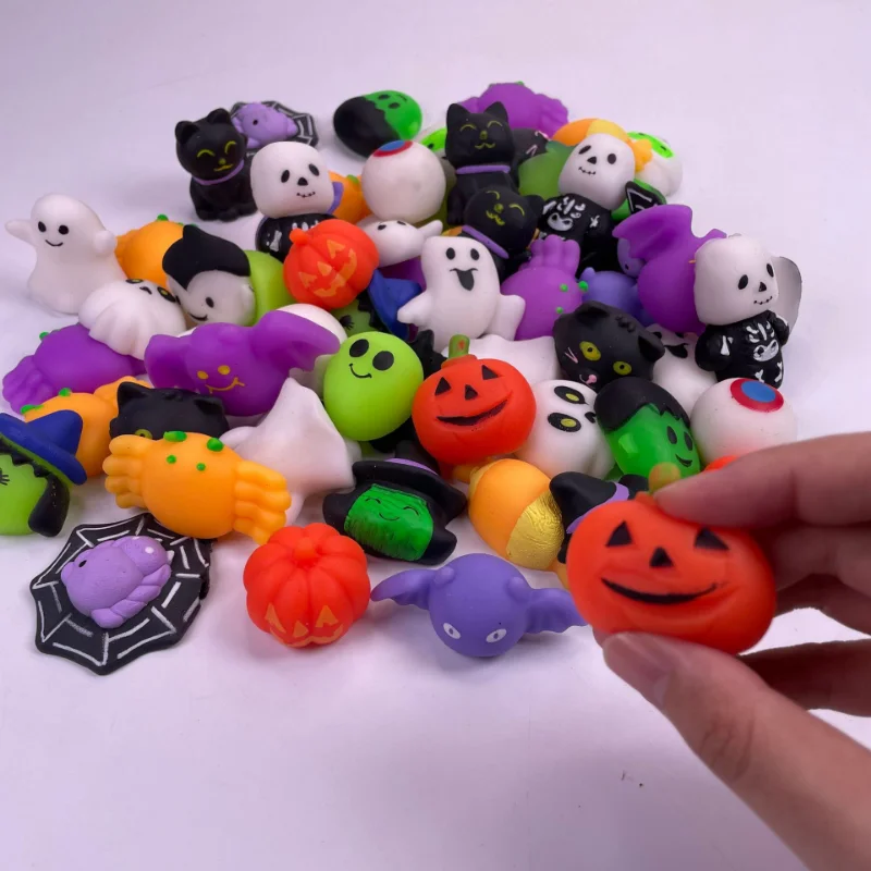 Cute Halloween Pumpkin Ghost Antistress Decompression Squishy Toy 10Pc for Kids Adult Birthday Party Favors Halloween Decoration