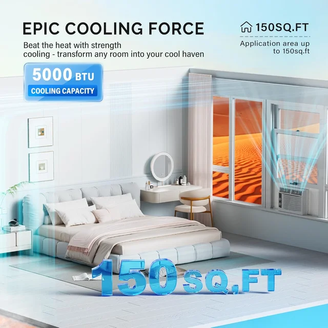5000 BTU Window Air Conditioner,Window AC Units with Mechanical Controls & Easy Install Kit,Ideal for Rooms up to150 Square Feet 2