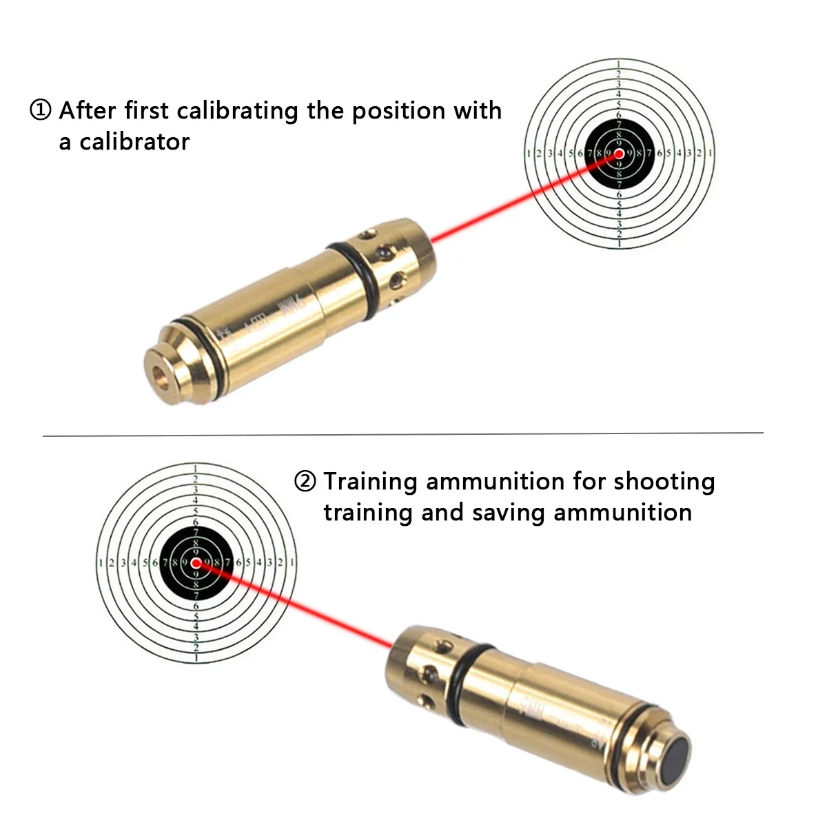 9x19mm Laser Training Bullet or Bore Sight 2 in 1 Dual Purpose Laser Sight Pointer for Dry Fire 9mm Training Bullets 9mm laser pointer laser sight red dot laser sight laser bore sight dry fire laser trainer