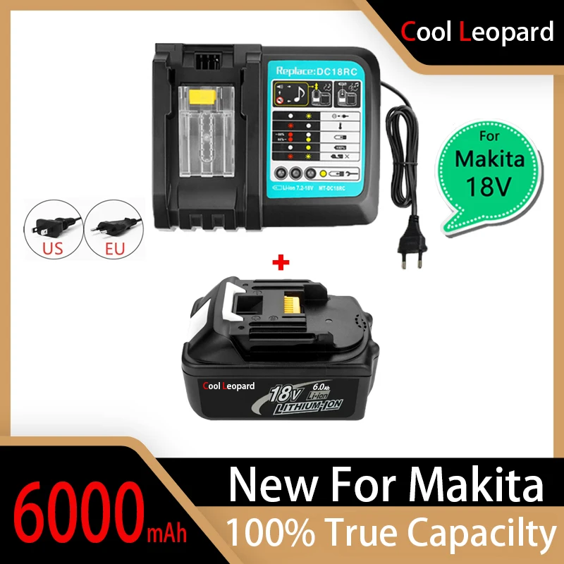 

18V 8000mah Lithium-Ion Battery With LED Charger Is Used In For Makita 18 V Battery HBL 1840BL 1850BL 1830BL 1860b LXT 400.