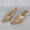 Gold Hollow Thin Strip Stiletto Sandals - 2025 Luxury Edition