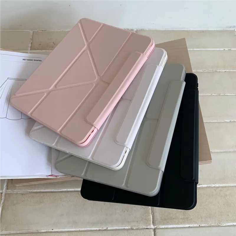 Magnetic Solid Color Multi-Fold Stand Tablet Case Cover