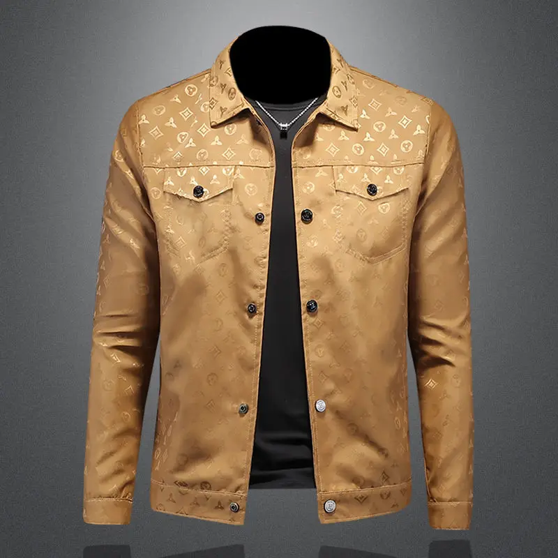 سترة خريفية رجالية مطبوعة على شكل زهرة طية صدر السترة بقصة ضيقة ورقيقة كاجوال عصرية عالية الجودة مقاس كبير