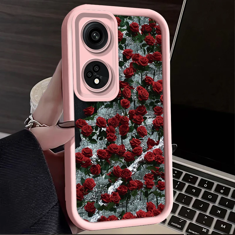 Elegant Rose Flower Silicone Phone Case - Luxury Protective Back Cover