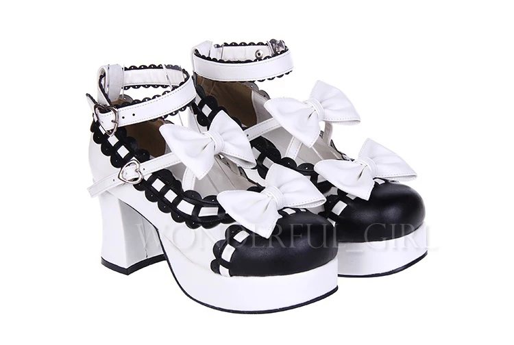 Neue japanische Stil Lolita Schuhe Dienstmädchen Cosplay Mädchen Prinzessin High Heels Damen Schuhe mit Schleife Größe 35-47 17