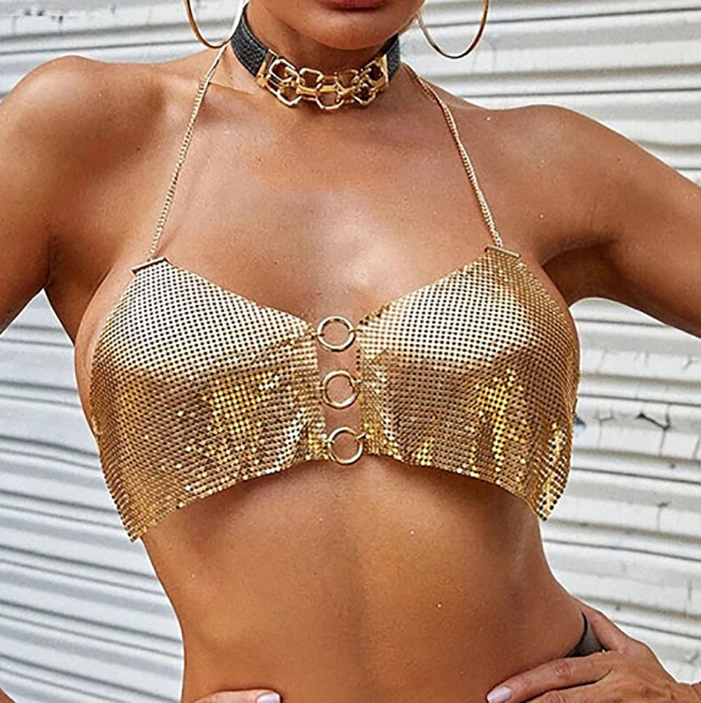 Women's Bra Chain Sexy Metal Halter Bralette Chain Fashion Girl Body Chain Festival Jewelry Accessories Outdoor Show Body Chain