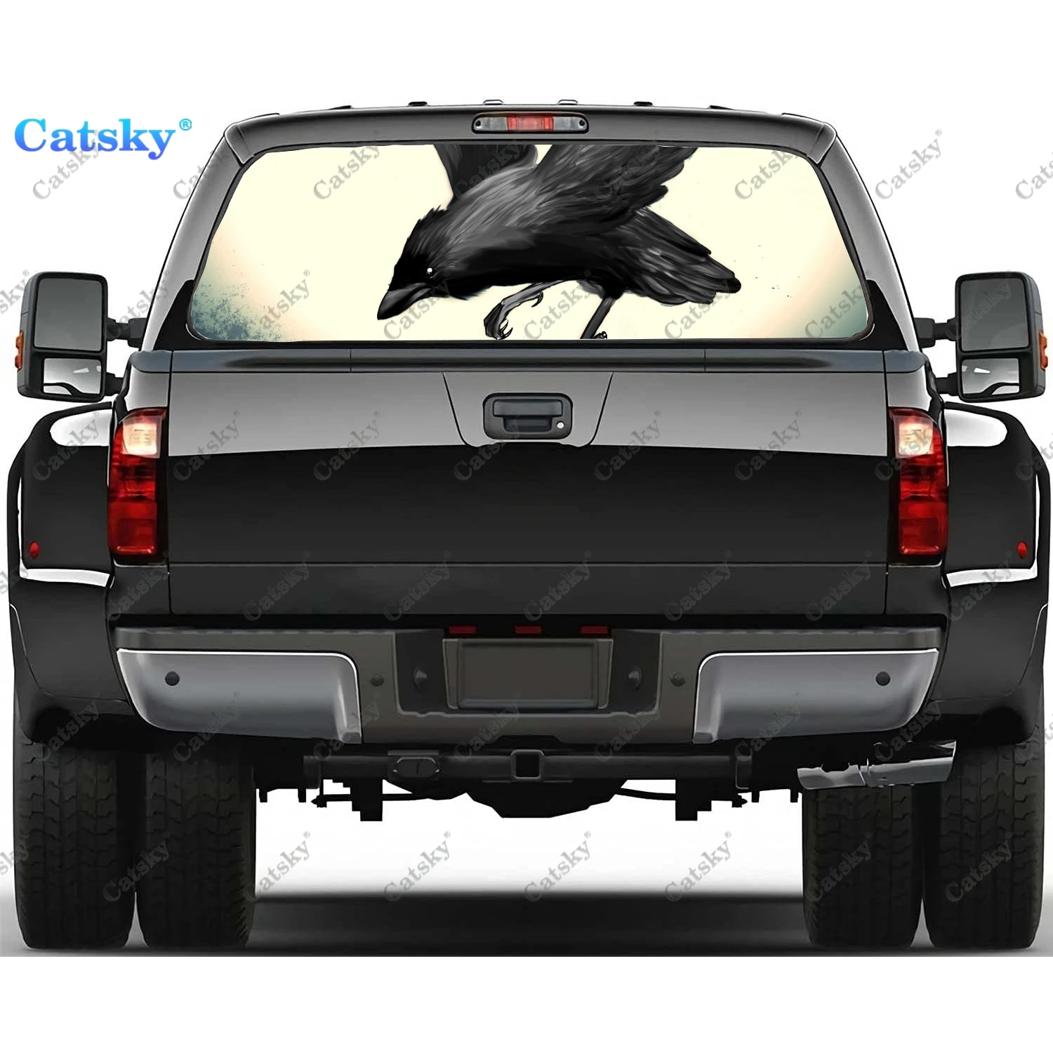 

Наклейки на заднее стекло с животными, птицами, вороном, для грузовика, наклейка на окно пикапа, ТИНТ заднего окна, графическая перфорированная виниловая наклейка для грузовика
