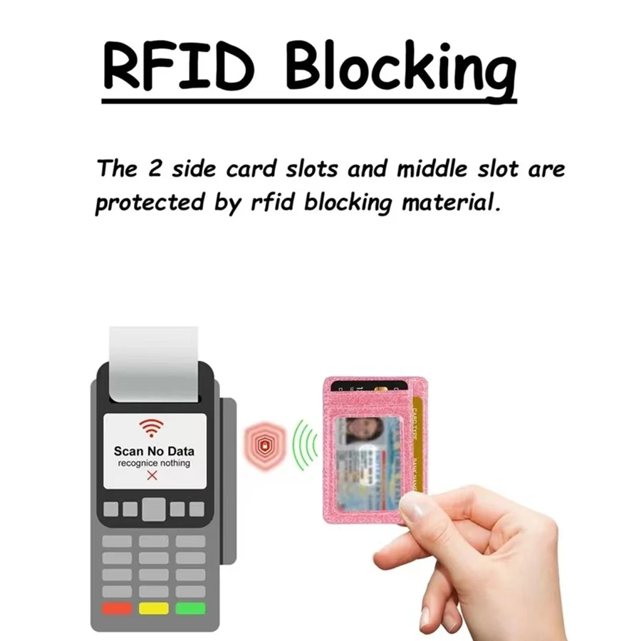 1 조각 빛나는 슬림 미니멀리스트 지갑 ID 카드 소지자 앞 주머니 지갑 RFID 차단 여성을위한 신용 카드 소지자