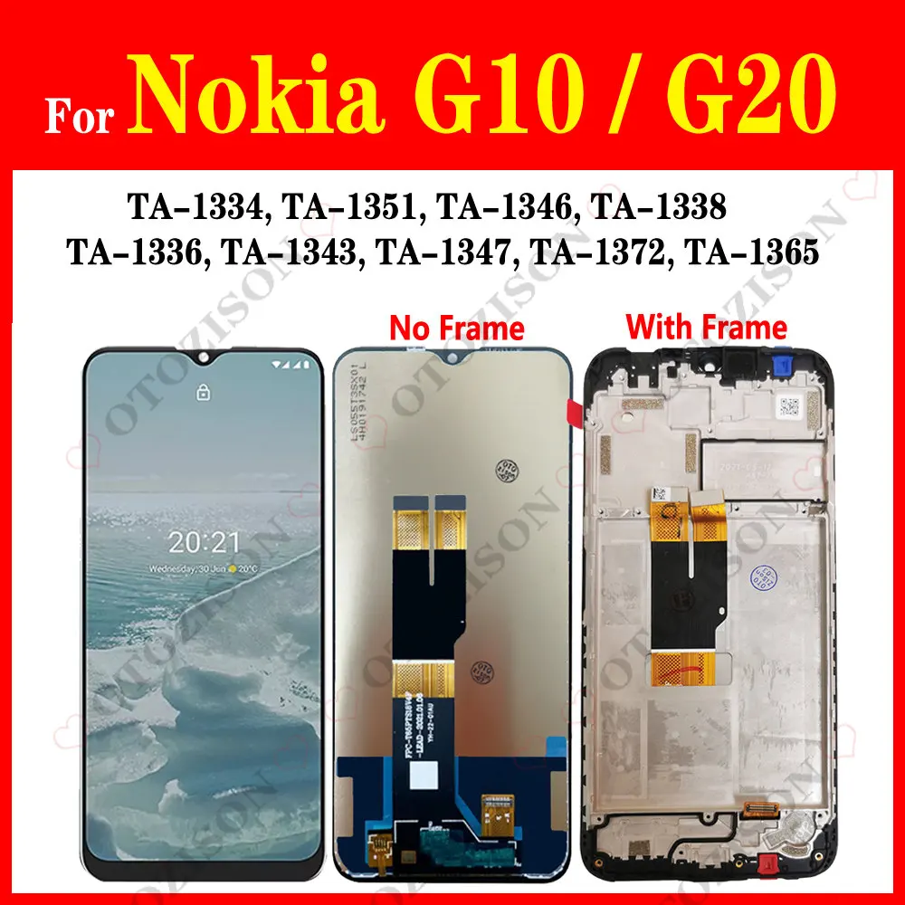 Per Nokia G10 G20 Lcd Con Schermo Di Visualizzazione Del Telaio Ta-1334 Ta-1351 Ta-1346 Ta-1338 Ta-1336 Ta-1343 Ta-1347 Ta-1372 Ta-1365 Lcd Touch Digi