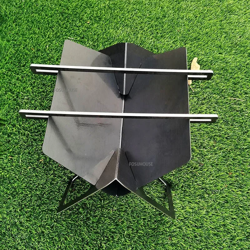 Portable Fire Pits Bonfire Outdoor Furniture Outdoor Small Lightweight Metal Campfire Rack Camping Grill Stand Garden Heaters