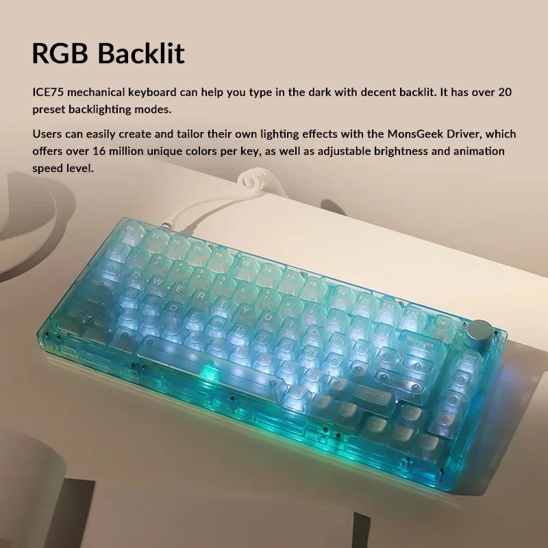 Akko MonsGeek ICE 75 Mechanical Keyboard Three-Modes RGB