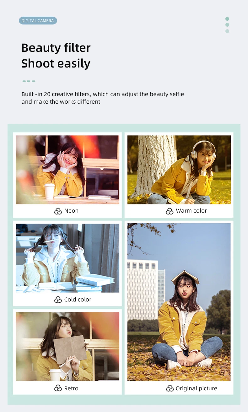 Description Picture 6 of itemHigh-Definition 58 Megapixel 2.88-Inch Large Screen Autofocus Travel Photo Recorder Lightweight Beauty Digital Student Camera