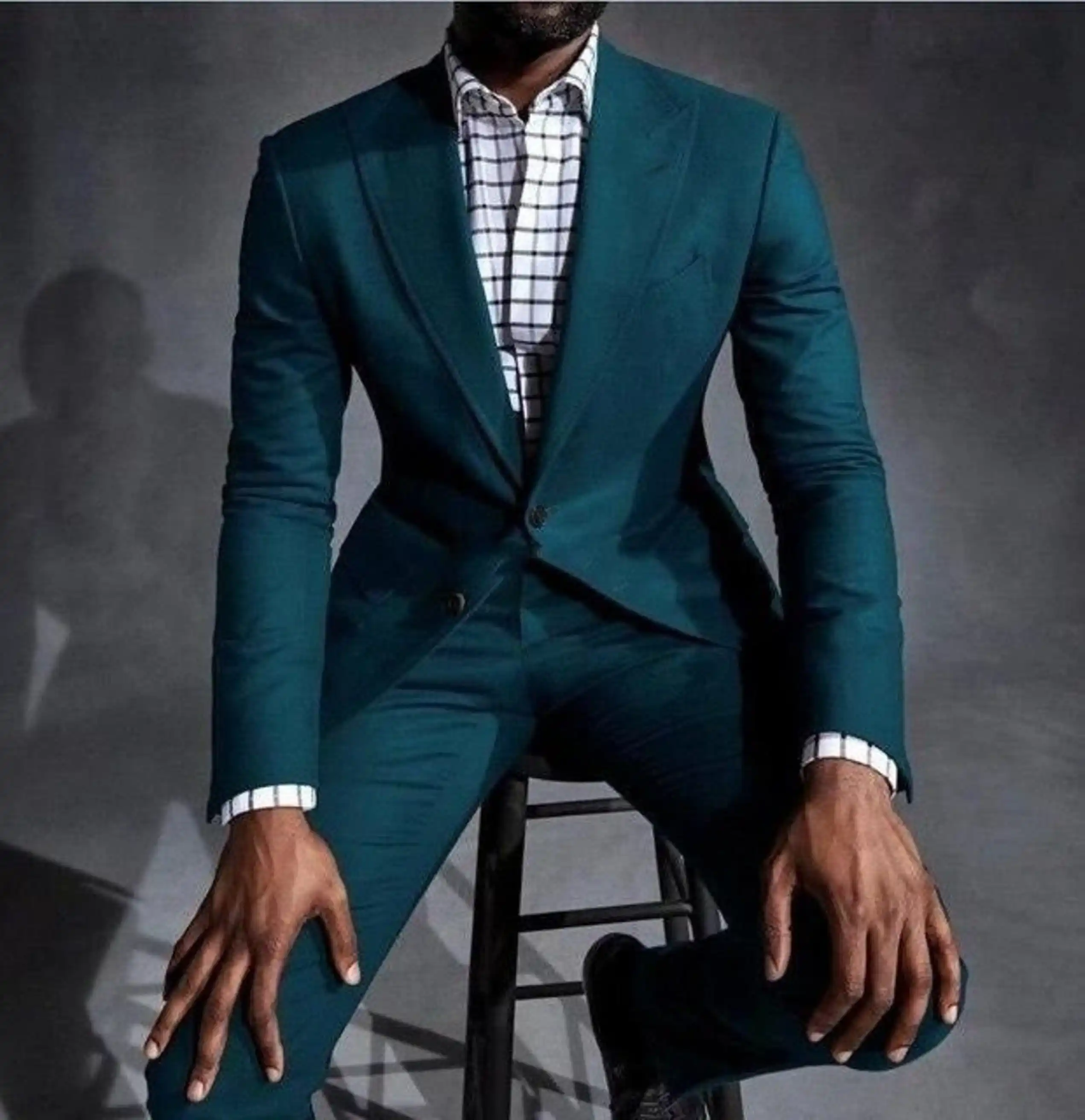 

Fashion Peak Blazer Wedding Prom Party Tuxedo For Bridegroom Wear Casual Men's Suits Custom 2-Piece Jacket+Pants Terno Masculino
