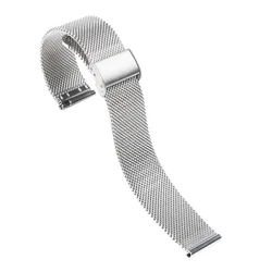 Stainless Steel Metal Watch Band Strap - Premium Design - 22mm (Silver)