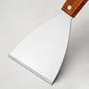 Wooden Handle Stainless Steel Oblique Spatula Steak Burger Pancake Pizza Scraper Shovel Kitchen Cooking Tools Barbecue Utensils 3