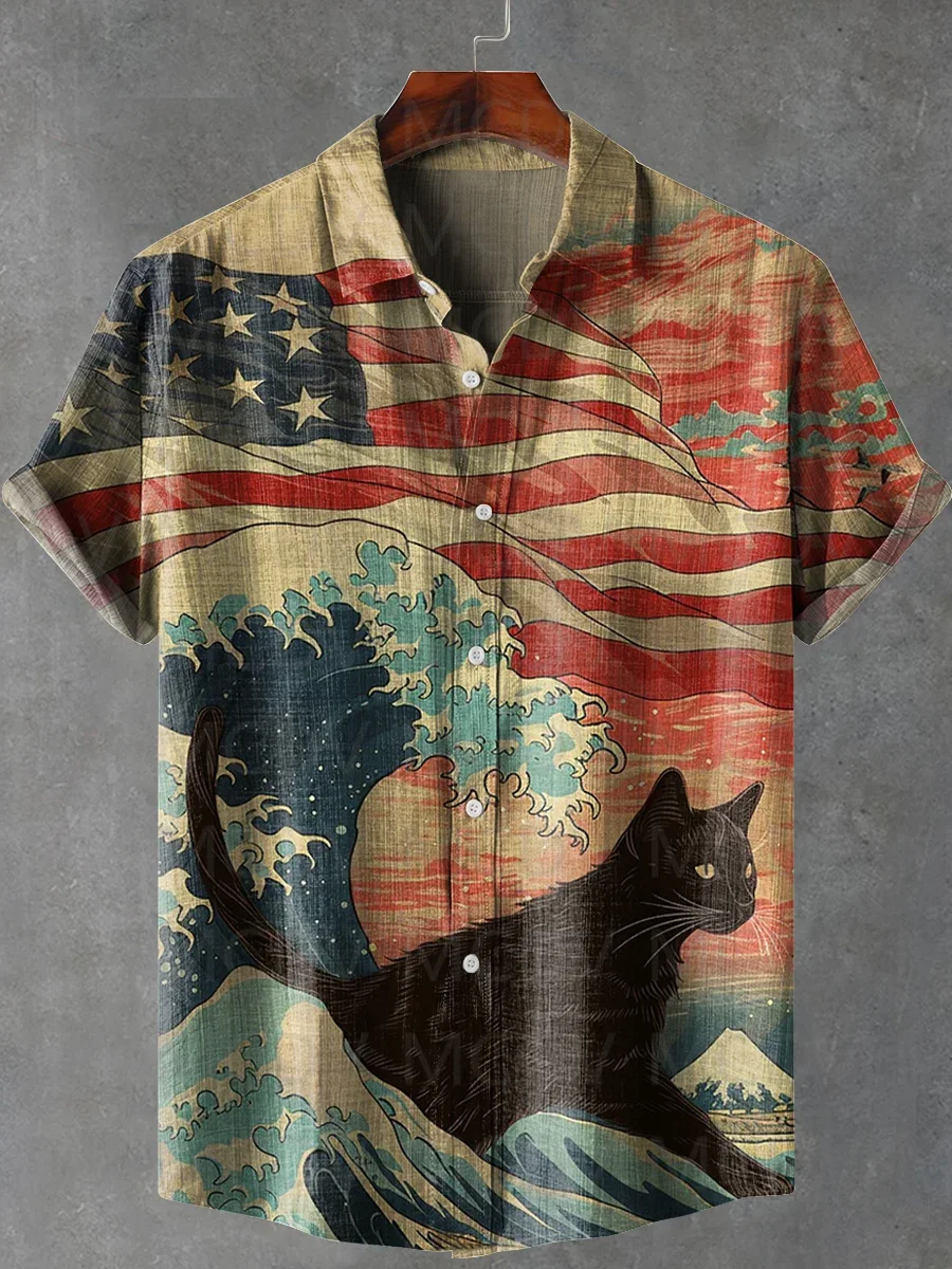 Cat Abstract Art Print T-shirt