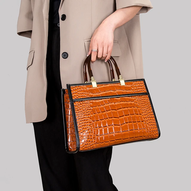 Dissona women's handbag crocodile pattern one shoulder big bag genuine leather  bag 8123a03211b00 - AliExpress