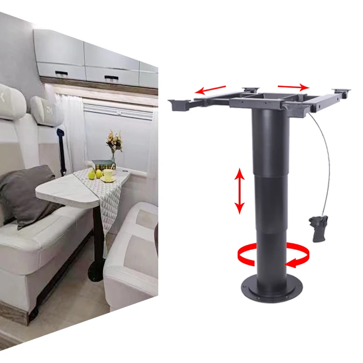 HWHongRV Interior Pneumatic Gas Lifting Table Height Adjustable Pedestal Camping Base Support for Boat Marine Caravan RV multi function parasol support bracket stable bottom camping umbrella stand summer parasol base