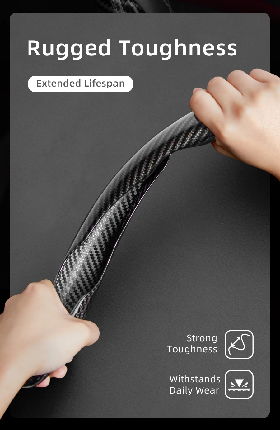 Passend für Kia Carbonfaser-Textur Lenkradbezug mit segmentiertem Schnellverschluss-Design, langlebig, für Sportage Seltos Sorento Niro Sonet Picanto Morning K3 Forte Cerato Carnival Telluride Carens Ceed – Detail 8