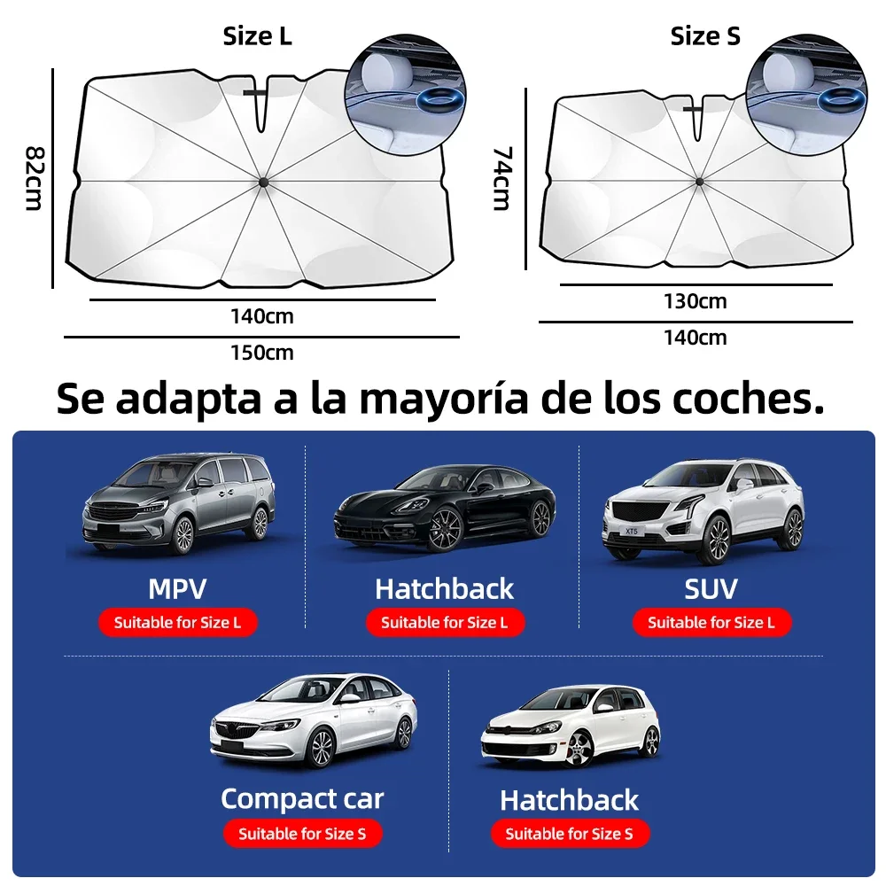 Upgraded Car Windshield Sun Shade Umbrella Foldable Car Sunshade Front Window Cover for UV Ray Block & Sun Heat Protection
