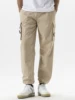 Multi Pockets Solid Color Casual Cargo Pants Mid-Rise Elastic Waistband Drawstring Shrinkable Cuffs Men Sweatpants 2