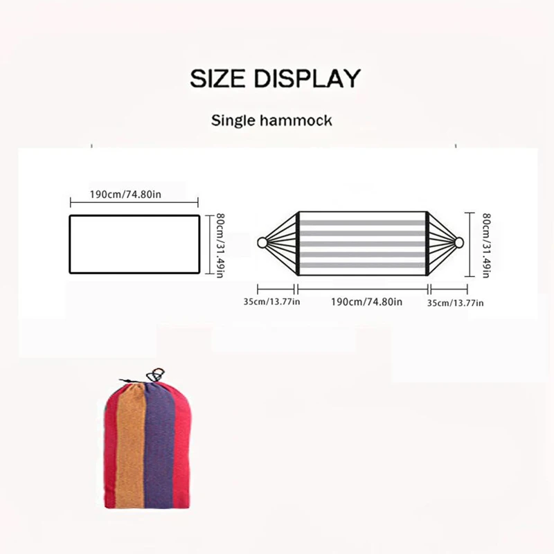 Single Wide Thick Canvas Hammock Outdoor Camping Backpackaging Leisure Swing Portable Hanging Bed Sleeping Swing Hammock 6