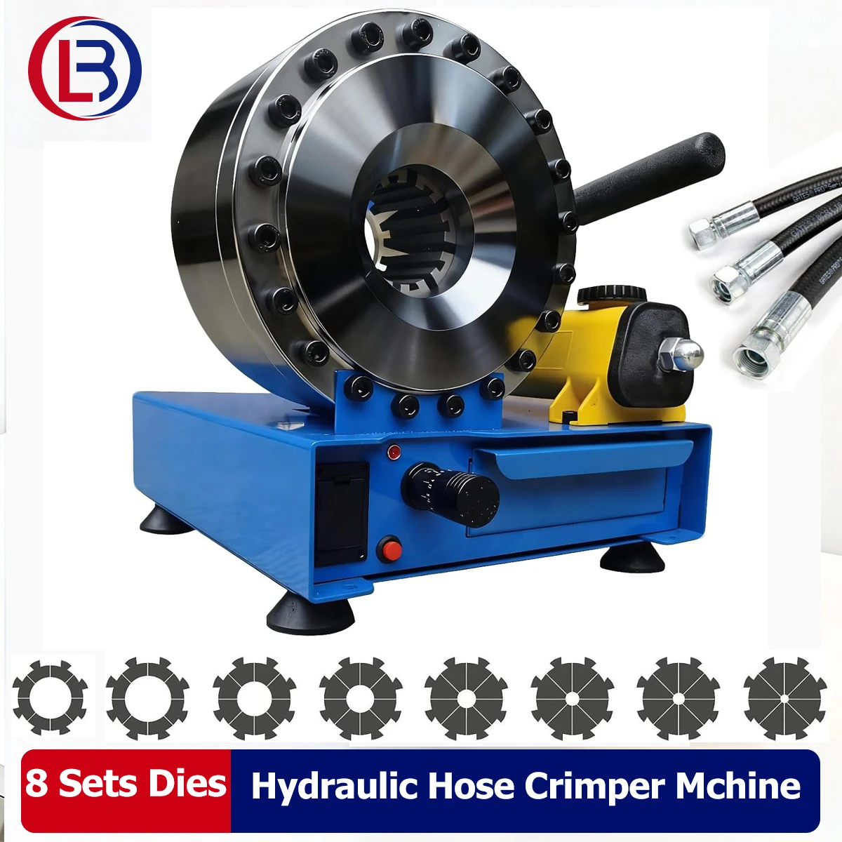 Hydraulic Hose Crimper Mchine with 8 Sets of Dies Manual Hose Crimping Tool, High Pressure Handheld Shrink Tube Machine