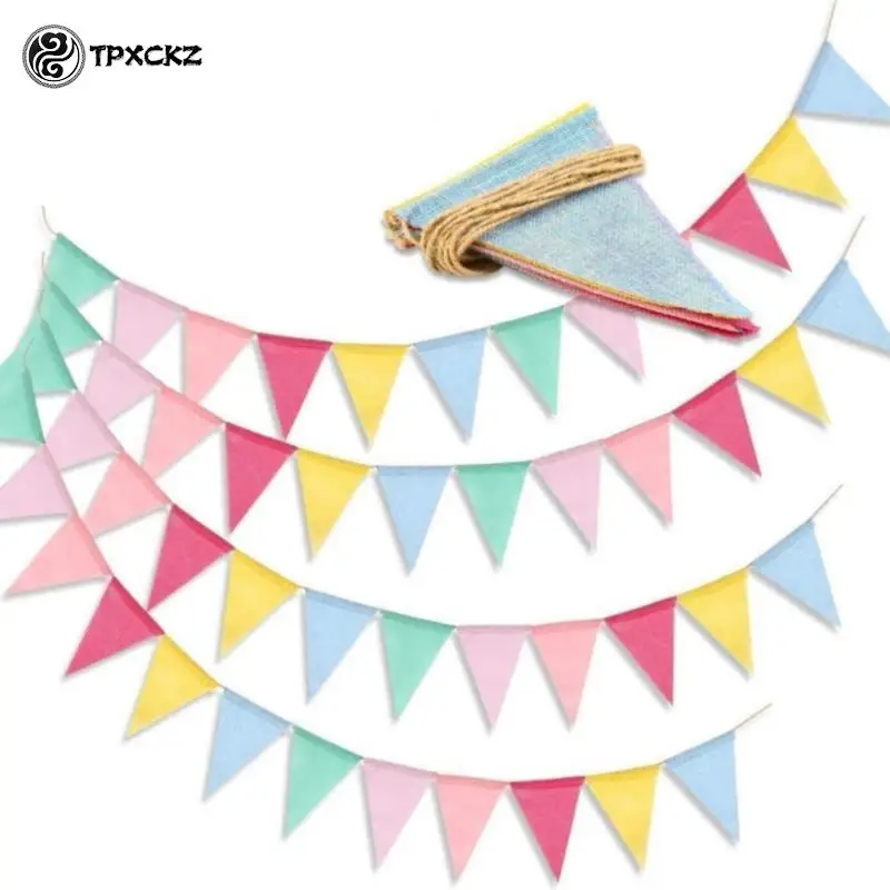 3/4M Bandiere Vintage Colorate Tela Da Imballaggio Bandiere Bandiere Pennant Per La Festa Di Buon Compleanno Decorazione Ghirlanda Di Nozze Candy Bar