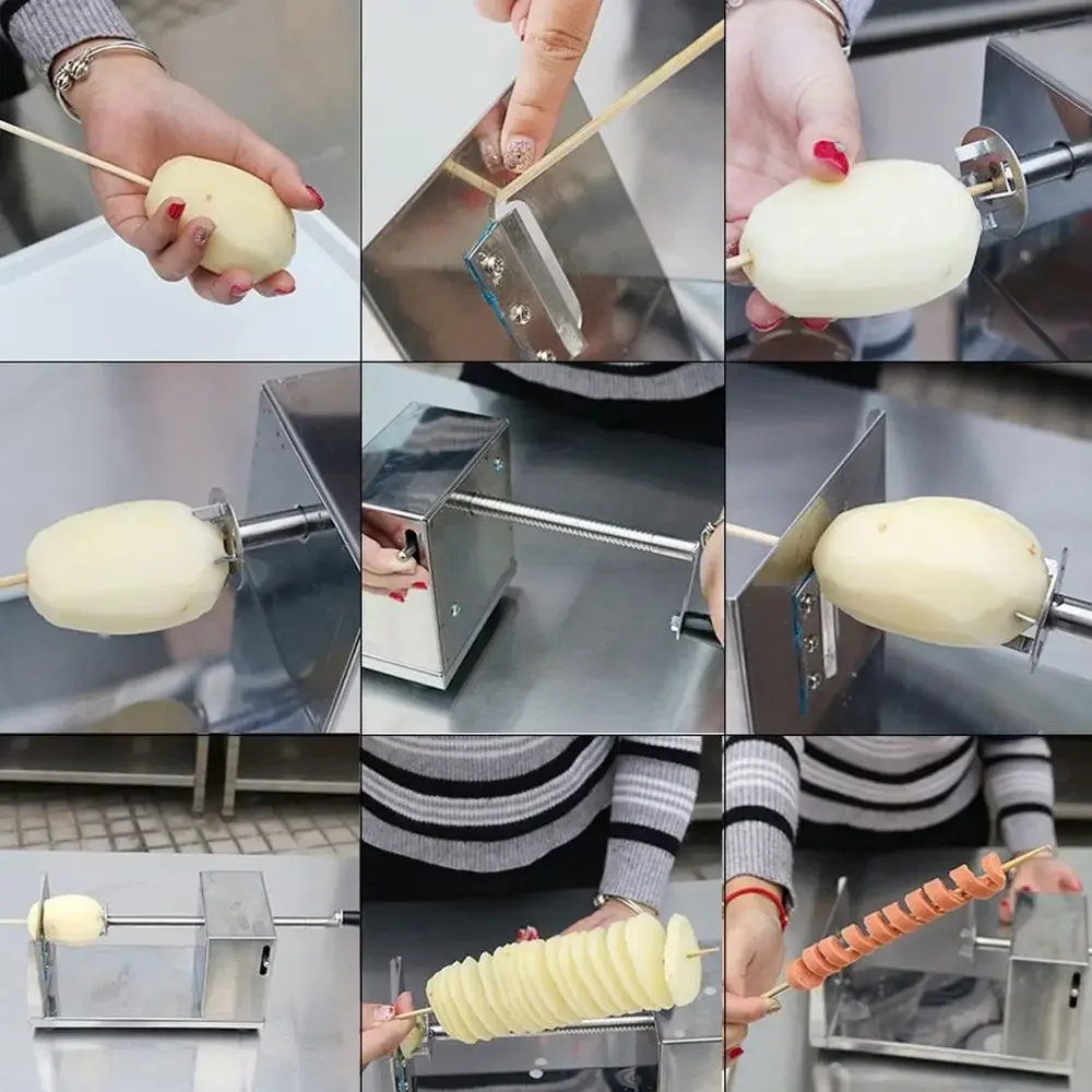 Hot Sale Manual Stainless Steel Twisted Potato Slicer Spiral French Fry Vegetable Cutter 3