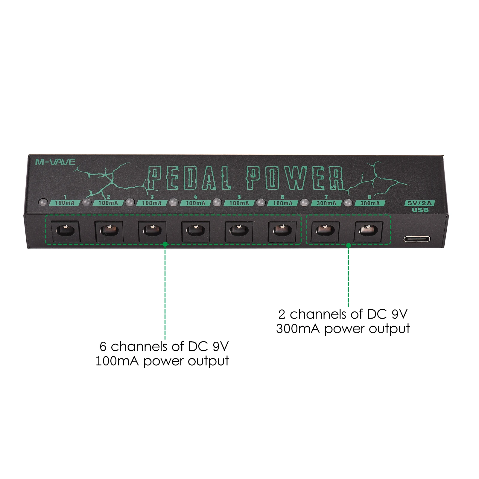 Enhanced 9V Guitar Pedal Power Supply with 8 Isolated Outputs