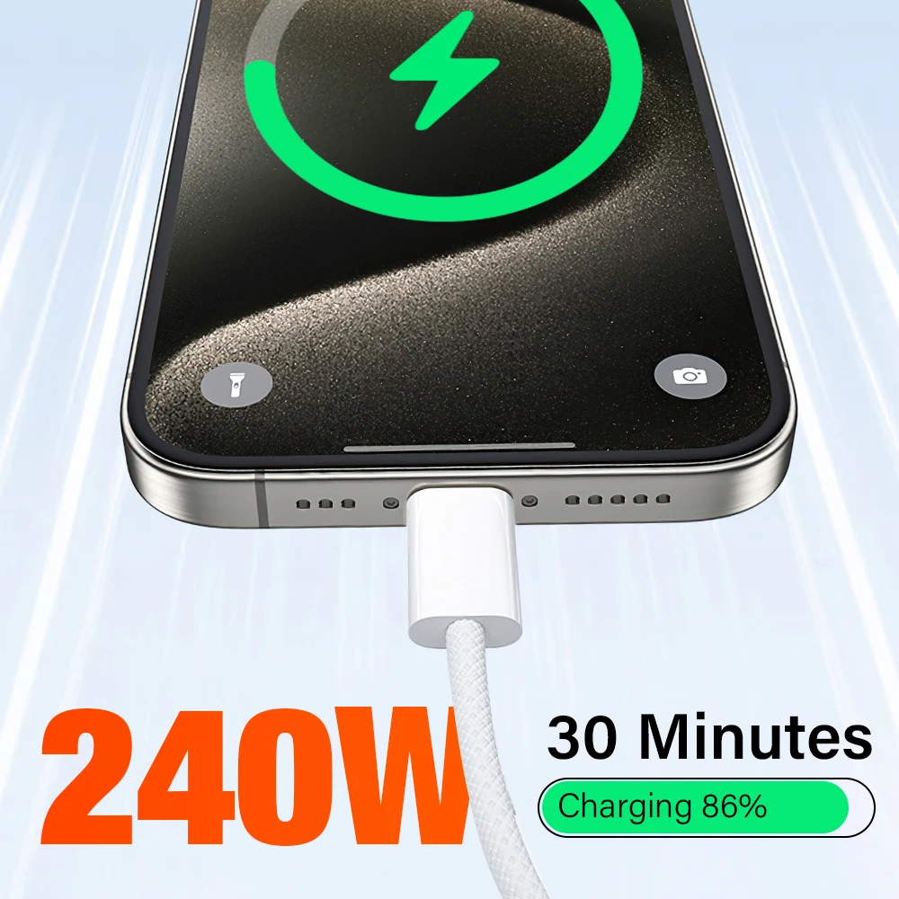 Jiunai 6ft USB C Cable 240W Fast Charging & Data Transfer Right Angle Cord