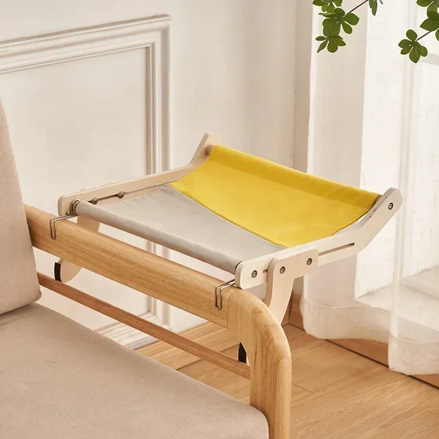 Durable Wooden Cat Window Hammock with Washable Cotton Canvas - Premium Hanging Bed
