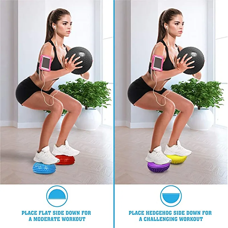 Inflatable Half Sphere Yoga Balls PVC Massage Ball Balance Pods Disc Fitness Pilates Exercises Train Equipment for Adults Child