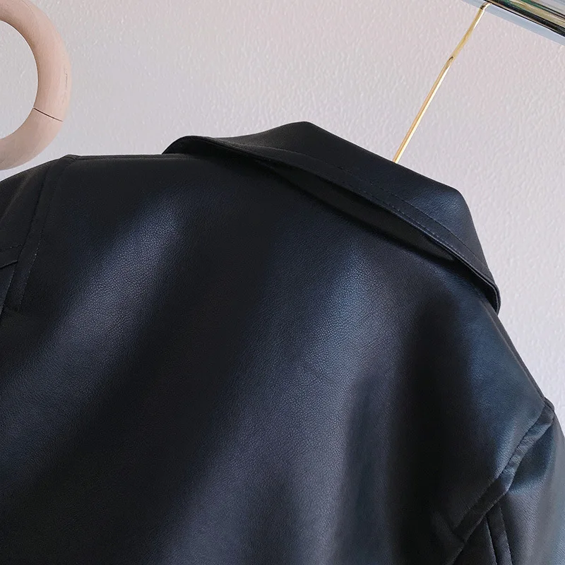 Girls Leather Jacket - Kids Casual Outerwear With Zipper Closure | Fashion Short Lapel Coat