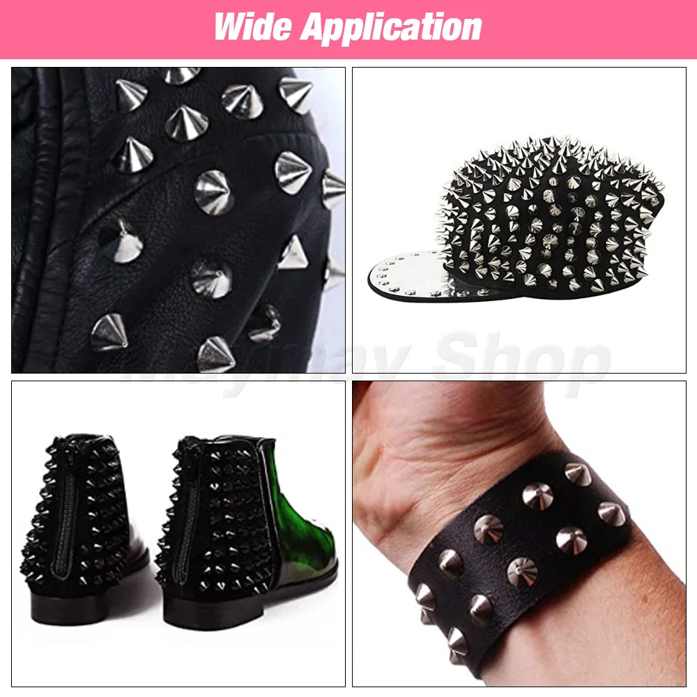 20pcs Bullet Punk Spikes,leather Crafts Screw Punk Studs Cone Rivets Screw  Punk Bullet Cone Spike Stud Metal Screw Rivets Punk Stud 