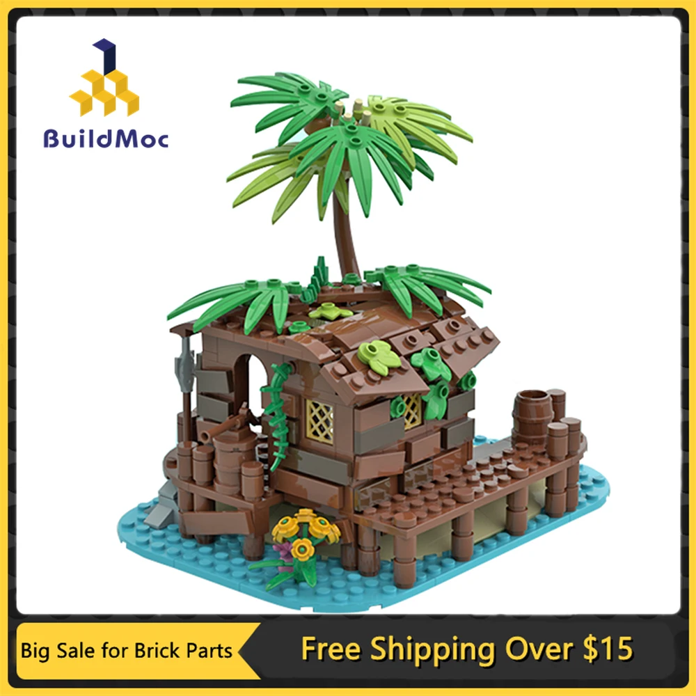 

MOC Pirate Shed Building Block kit for 21322 Barracuda Bay Extension Island Beach Hut Pirate Theme Brick Model DIY Kid Toy Gift