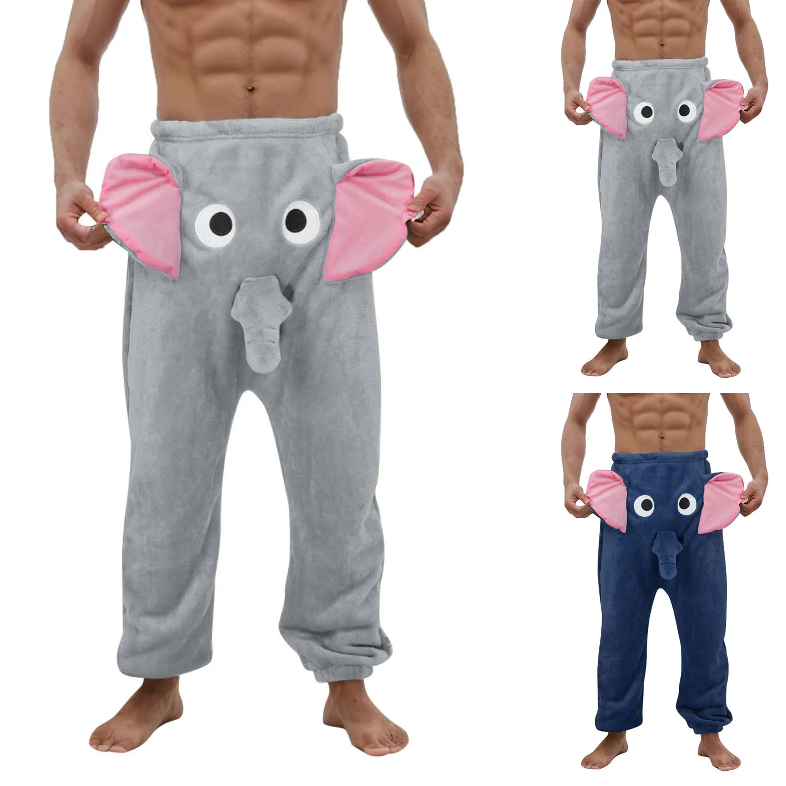 Description Picture 2 of itemMen'S Pajama Pants Flannel Funny Elephant Novelty Shorts Humorous Underwear Prank Gift For Men Animal Themed Pants Pantalone