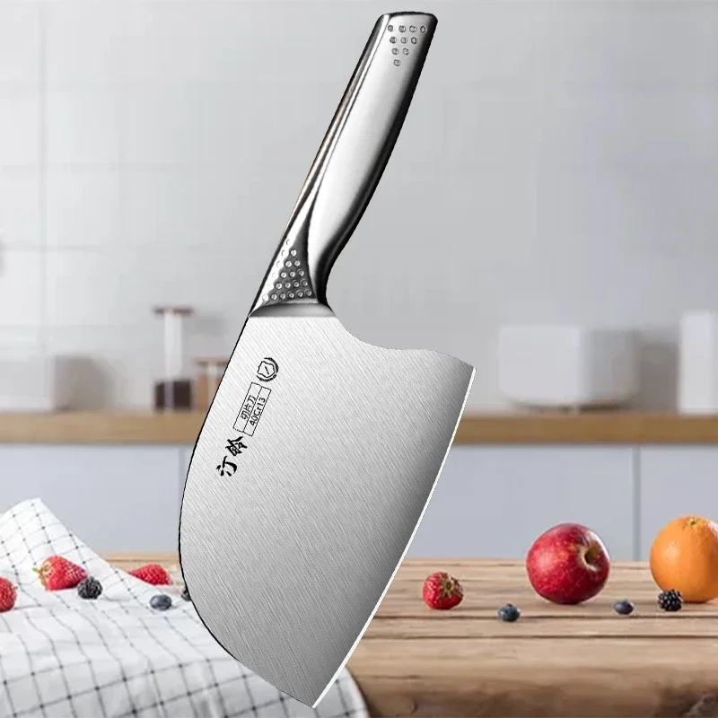 

All Steel Integrated Kitchen Knives Stainless Steel Vegetable Bone and Meat Chopping Knife Round Head Fish Head Knife