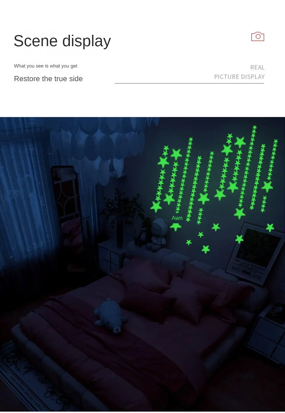 Description Picture 4 of itemLuminous Wall Stickers for Kids Rooms Dots Stars Ceiling Wall Decals Glowing Stickers Wall Decals Glow In The Dark Home Decor