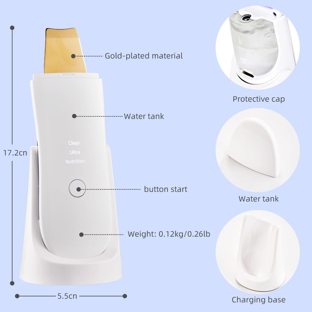 LESEN Ultrasonic washing machine Scrubber Face Cleaning Peeling Shovel Facial Pore Cleaner Blackhead Removal Cuticle removal