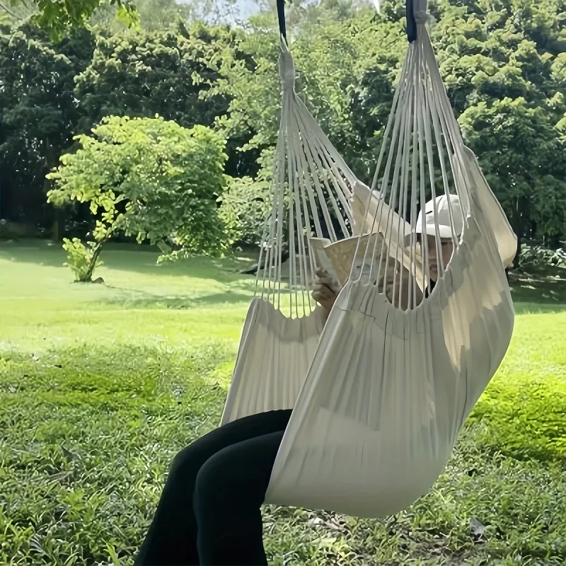 1pc Relaxing Casual Fabric Hammock Chair-Swing & Rocking Comfort for College Dorms-Complete with Two Tie Ropes Storage Bag camping