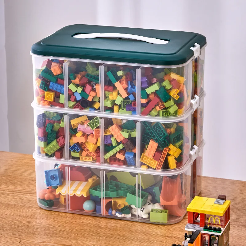 Caja portátil de almacenamiento de bloques de construcción para juegos,  caja organizadora de juguetes para piezas pequeñas, soporte para pendientes  de