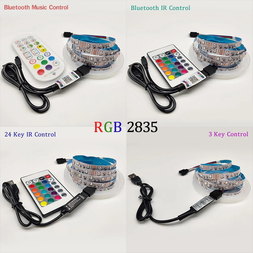LED Strip Lights USB Bluetooth 5V RGB LED Lights Flexible LED Lamp Tape Ribbon RGB TV Desktop Screen BackLight Diode Tape Luces
